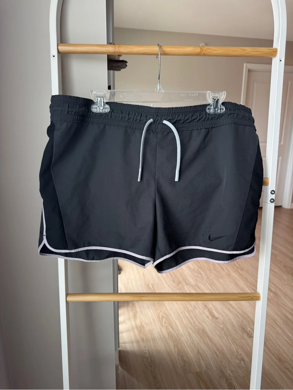 Nike Gray Dri-FIT Athletic Shorts with White Drawcord
